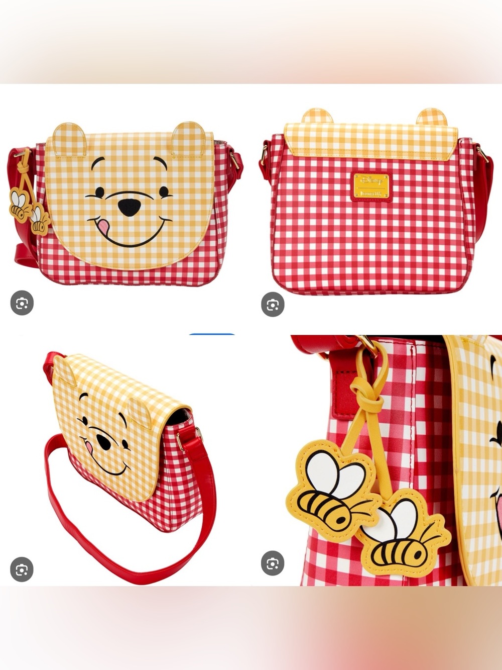 NWOT Loungefly Winnie the Pooh Gingham Cosplay Crossbody Bag